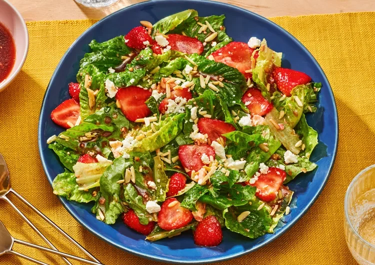 Crunchy Strawberry Romaine Feta Salad
